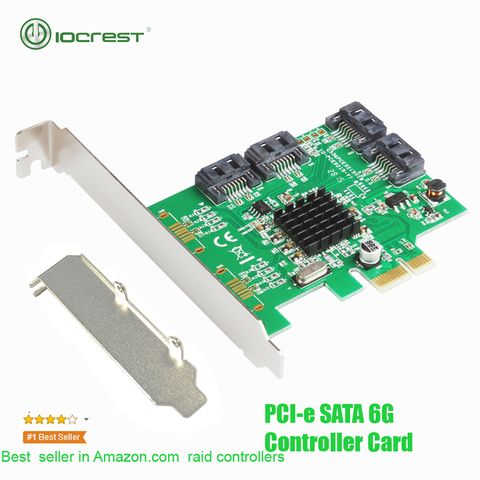 IOCREST PCIe 4 порта 6G SATA III 3,0 карта контроллера Marvell 88SE9215 Non Raid PCIe 2,0x1 Расширительная карта низкопрофильный кронштейн ► Фото 1/6