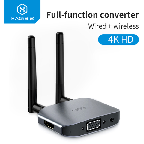 Адаптер HDMI VGA HD hagirc, беспроводная ТВ-палка, WiFi Дисплей, ключ, зеркалирование экрана, Видео Аудио конвертер, 4k для iPhone, Android ► Фото 1/6