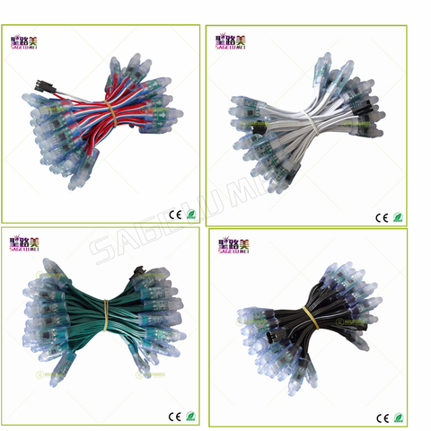 500 шт. DC5V /DC12V 12 мм ws2811 ic светодиодный модуль черный/зеленый/белый/RWB провода строки Рождество светодиодный светильник пикселя; Адресуемый; Во... ► Фото 1/6