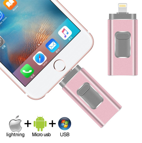 Фотовспышка iPhone/ipad/Lightning/ios флэш-накопитель карта памяти Флешка мобильный микро USB флэш-накопитель 16 ГБ 32 ГБ 64 ГБ ► Фото 1/6