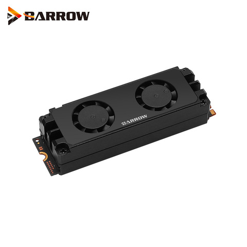 Barrow 2280 22110 PCIE SATA M.2 радиатор с двойным вентилятором, радиатор для жесткого диска, серебристый, черный, HDM2280-FT ► Фото 1/6