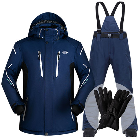Лыжный костюм мужской зимний, 2022, водонепроницаемый, ветрозащитный, плотный, теплый, мужской, лыжный костюм, куртка, Брендовые костюмы для ка... ► Фото 1/6