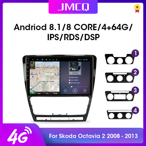 Мультимедийная магнитола JMCQ, 2din, Android 10,1, 9,0 дюйма, RDS, DSP, для Volkswagen, SKODA Octavia 2, A5 2007-2014 ► Фото 1/6