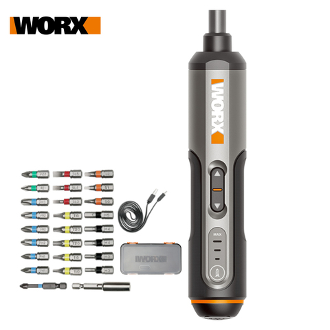 Worx 4V Мини электрическая отвертка набор WX240 Смарт беспроводные электрические отвертки USB Перезаряжаемые ручка с 26 набор бит дрель ► Фото 1/6