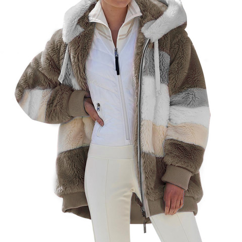 Женская куртка с капюшоном на осень и зиму, модель 2022 года, модные пушистые парки, плотное Теплое повседневное пальто, женская одежда больших размеров, 5XL, куртки и пальто ► Фото 1/6