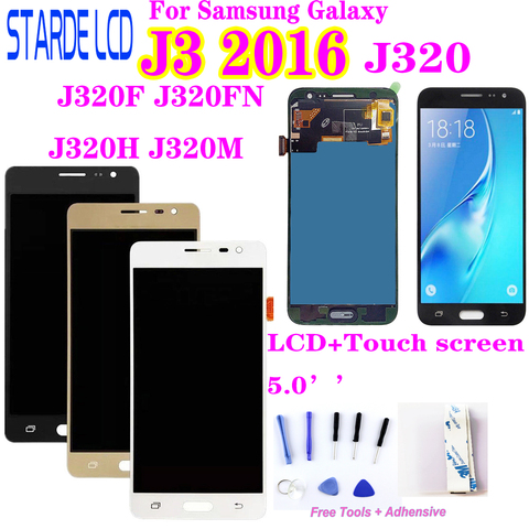 ЖК-дисплей Amoled для Samsung, ЖК-дисплей с сенсорным экраном для Samsung J3 2016 J320 J3 2015 J300 J320F J320FN J320H J320M J3 ► Фото 1/6