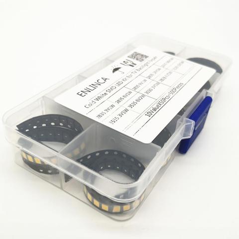 Светодиодный комплект SMD, 500 шт., холодный белый, 10 valuesx50pcs 2835 3030 3535 2828 7020 9500-11000K 3 в 6 в 9 в 18 в 36 В 1 Вт 2 Вт для ремонта подсветки телевизора ► Фото 1/5