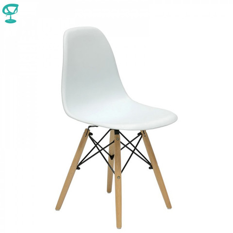 94894 Barneo N-12 пластиковый кухонный белый стул на деревянном основании интерьерный стул мебель для кухни стул столовый стул в гостиную стул кух... ► Фото 1/5