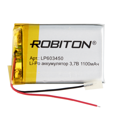 Литий-ионный полимерный аккумулятор LP603450 ROBITON ,Li-Pol призма со схемой защиты ► Фото 1/1