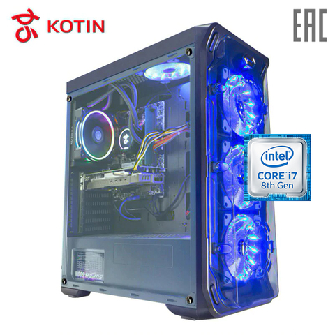 Игровой компьютер KOTIN GBW-1/ intel I7 8700/8G DDR4/GTX1060/240G SSD+1TB/Water Cooling/Dos ► Фото 1/1