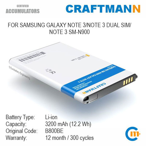 Аккумулятор 3200 мАч для Samsung GALAXY NOTE 3/NOTE 3 DUAL SIM/NOTE 3 SM-N900 (B800BE) ► Фото 1/6
