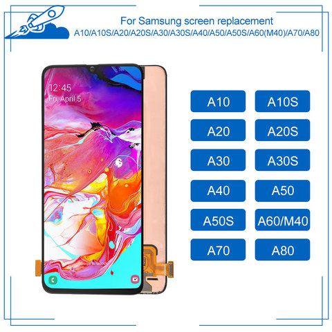 OEM AMOLED для Samsung Galaxy A10 A10S A20 A20S A30 A30S A40 A50 A50S A60 M40 A70 A80 ЖК-дисплей с сенсорным экраном дигитайзер в сборе ► Фото 1/6