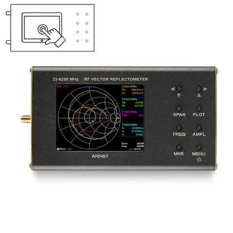 Новый портативный Векторный анализатор сети, рефлектометр Arinst VR 23-6200 МГц, NanoVNA, сенсорный экран ► Фото 1/1