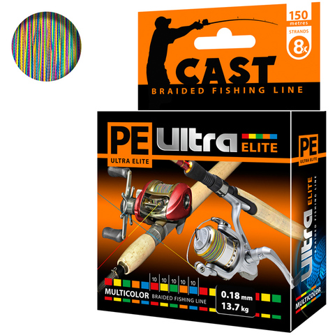 Плетеный шнур для рыбалки AQUA PE ULTRA Cast Multicolor (150m) ► Фото 1/5