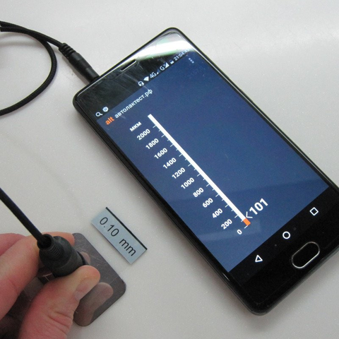 толщиномер для смартфона, телефона Android iOS Автолактест Avtolaktest  АЛТ-1м ALT-1m 3,5мм 3.5mm alt1m для проверки ЛКП авто ► Фото 1/2