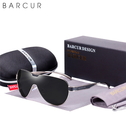Мужские поляризованные солнцезащитные очки BARCUR, брендовые дизайнерские солнцезащитные очки для вождения, спортивные очки UV400 ► Фото 1/6