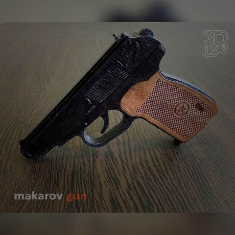 Пистолет Макарова ПМ собранный и окрашенный 1:1 дерево-фанера ► Фото 1/2