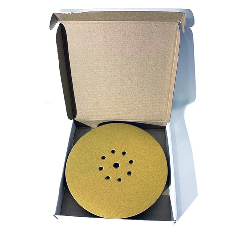 Коробка шлифовальных дисков СМиТ на липучке (20-25 штук) диаметр 225 мм / P40-P280 — 9 отверстий ► Фото 1/3