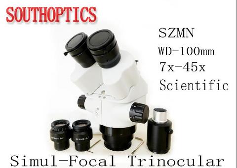 Тринокулярный стереомикроскоп Scientific 7x-45x/микроскоп, аксессуары для микроскопа ► Фото 1/5