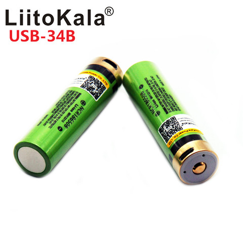 LiitoKala USB 3,7 В новый оригинальный перезаряжаемый аккумулятор NCR18650B 3,7 В 3400ma Li-Ion USB, светодиодный светильник с индикатором, зарядка постоянного ... ► Фото 1/6