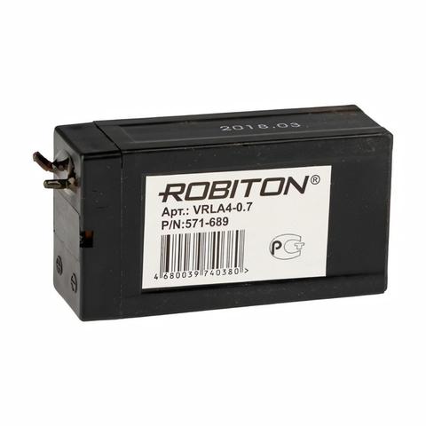 Свинцовый аккумулятор 4 v (аккумуляторная батарея) ROBITON VRLA4-0.7 (4 В, 0.7 Ач) ► Фото 1/1