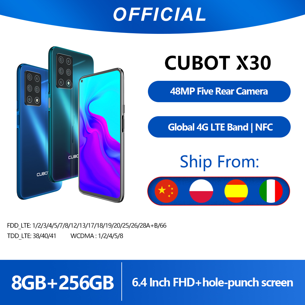 Cubot X30 смартфон 5 камер 48MP пять камер 32MP Фронтальная камера 6 + 128  ГБ/8 ГБ + 256 ГБ NFC 6,4 