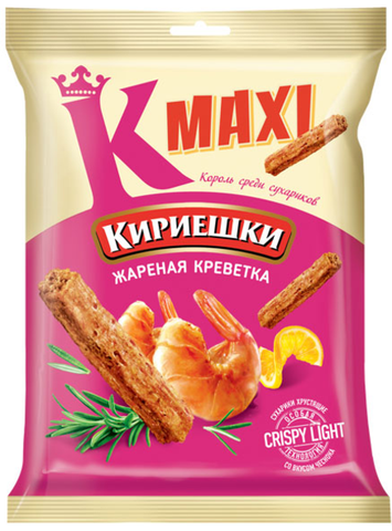 «Кириешки Maxi», сухарики со вкусом жареных креветок, 60 г ► Фото 1/1