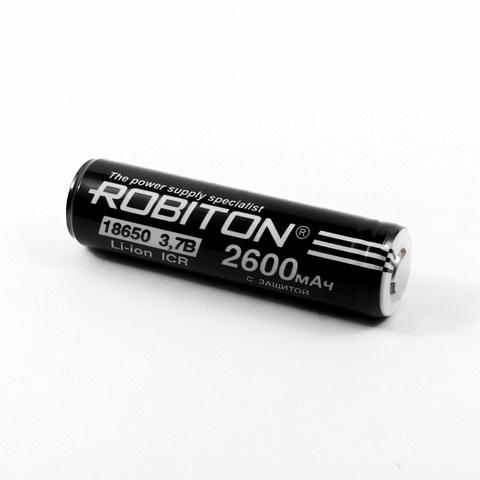 Литиевый аккумулятор 18650 ROBITON LiHYB с защитой, для тактических фонарей ► Фото 1/1