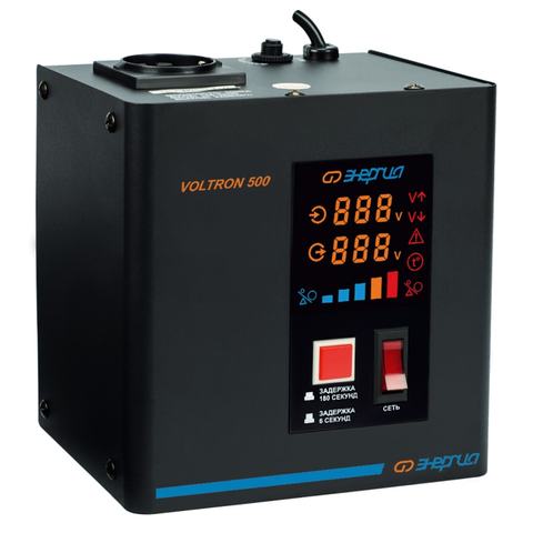 Стабилизатор напряжения Энергия VOLTRON-500 (Мощность 500 Вт, регулировки: по точности: 105-265В, по защите: 95-280В) ► Фото 1/3