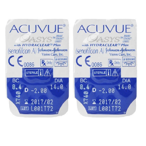 Контактные линзы Acuvue Oasys with HYDRACLEAR Plus (уп. 2 линзы) Радиус кривизны 8.4 и 8.8 мм. ► Фото 1/1