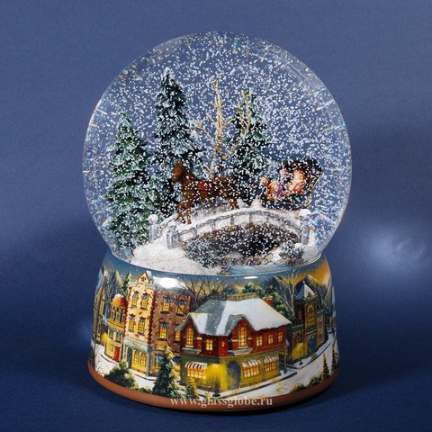  Стеклянный шар со снегом Прогулка в зимнем парке, снежный шар, snow globe  ► Фото 1/6