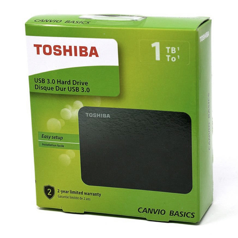 Внешний жесткий диск Toshiba Canvio Basics, 1 ТБ, USB 3,0, черный, совместим с USB 2,0, (Windows 7/8.1/10), Mac OS, USB 3,2 Gen 1 ► Фото 1/6