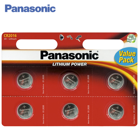Panasonic CR-2016EL/6BP Батарейки 6 штук Lithium Power 3 В. Предназначены для использования в часах, диктофонах, детских игрушках, фонариках-брелоках. ► Фото 1/1