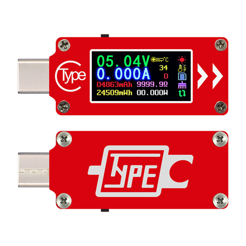 TC64 тип-c цветной ЖК-дисплей USB тест er Вольтметр Амперметр измеритель напряжения мультиметр PD Зарядка банк мощности тест емкости ► Фото 1/5