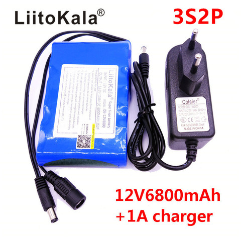 LiitoKala портативный супер перезаряжаемый комплект литий-ионных батарей 18650, емкость постоянного тока 12 В 6800 мАч, камера видеонаблюдения, монит... ► Фото 1/5