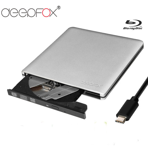 Алюминиевый Blu-Ray привод Deepfox типа C, размытая горелка, устройство записи CD/DVD RW, USB 3,1, 3D, 4K, диск blu-ray для ноутбука, ноутбука ► Фото 1/6