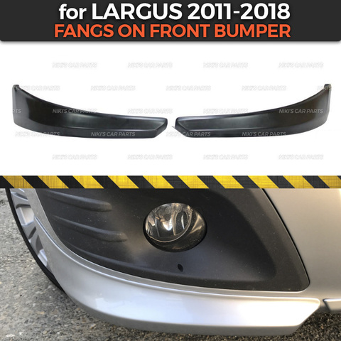 Клыки на переднем бампере для Lada Largus 2011-2022, комплект с пластиковым корпусом из АБС-пластика, 1 комплект-2 шт., декоративная форма, тюнинг автомобиля ► Фото 1/6