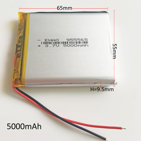 Литий-полимерная аккумуляторная батарея 955565 3,7 В 5000 мАч для GPS PSP DVD PAD, электронная книга, планшетный ПК, ноутбук, внешний аккумулятор, видеоиг... ► Фото 1/6