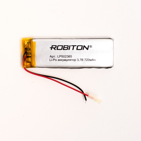 Литий-ионный полимерный аккумулятор LP502365 ROBITON ,Li-Pol призма со схемой защиты ► Фото 1/1