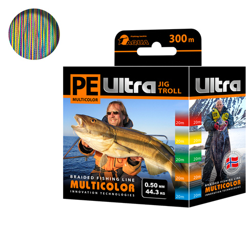 Плетеный шнур для рыбалки AQUA PE Ultra Multicolor Jig Troll (300m) ► Фото 1/3