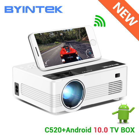 BYINTEK C520 Mini HD проектор(опционально Android 10 TV Box),150-дюймовый домашний кинотеатр,Портативный светодиодный проектор для Iphone 1080P 3D 4K ► Фото 1/6