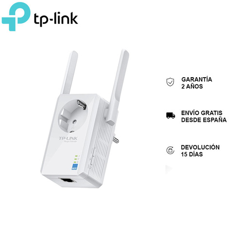 TP-LINK TL-WA860RE, N300 Wifi сетевой ретранслятор, расширитель усилителя, порт Ethernet с штепсельной вилкой 300 Мбит/с, 2 внешних антенны ► Фото 1/6