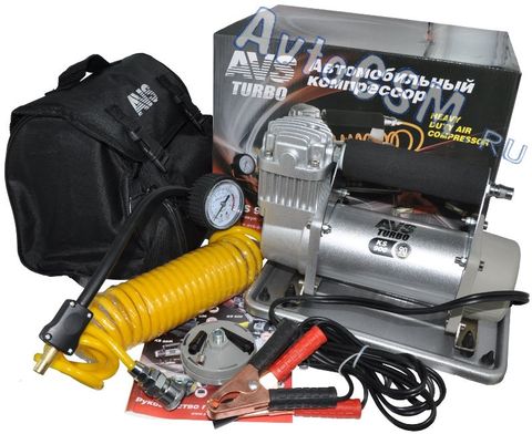 Автомобильный компрессор AVS Turbo KS 900 - производительность 90 литров в минуту, максимальное давление 10 атмосфер, ► Фото 1/3