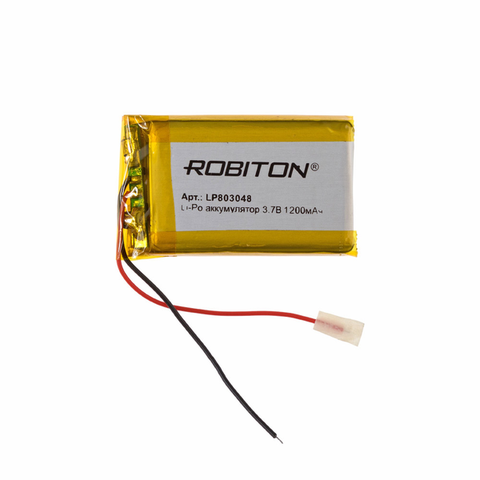 Литий-ионный полимерный аккумулятор LP803048 ROBITON ,Li-Pol призма со схемой защиты ► Фото 1/1