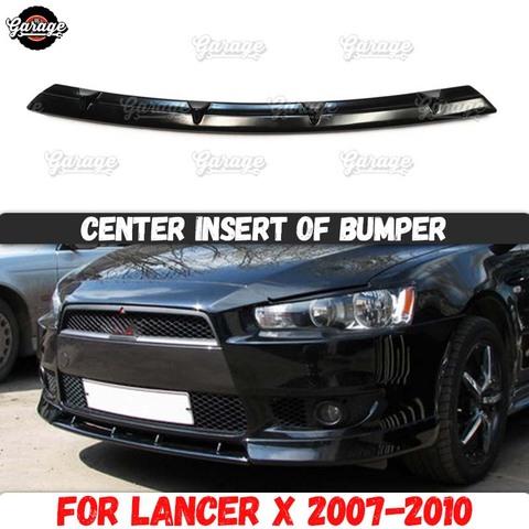 Центральная вставка на передний бампер для Mitsubishi Lancer 10 2007-2010, АБС-пластик, аксессуары, покрытие, спортивный коврик, тюнинг автомобиля ► Фото 1/6