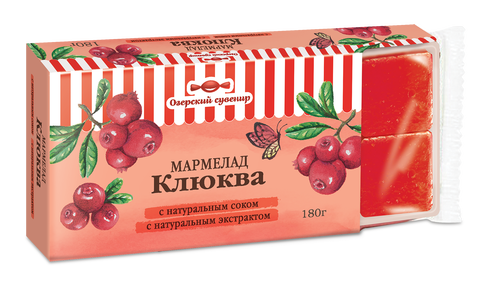 «Озёрский сувенир», мармелад «Клюква», желейный, в виде кубиков, 180 г ► Фото 1/1