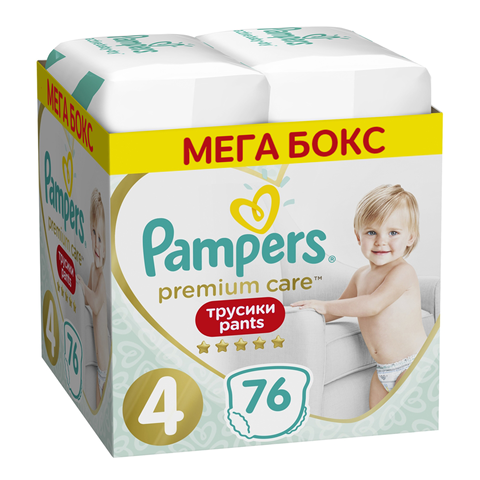 Трусики Pampers Premium Care Размер 4, 9-15 кг, 76 шт. (Monthly Pack) ► Фото 1/5